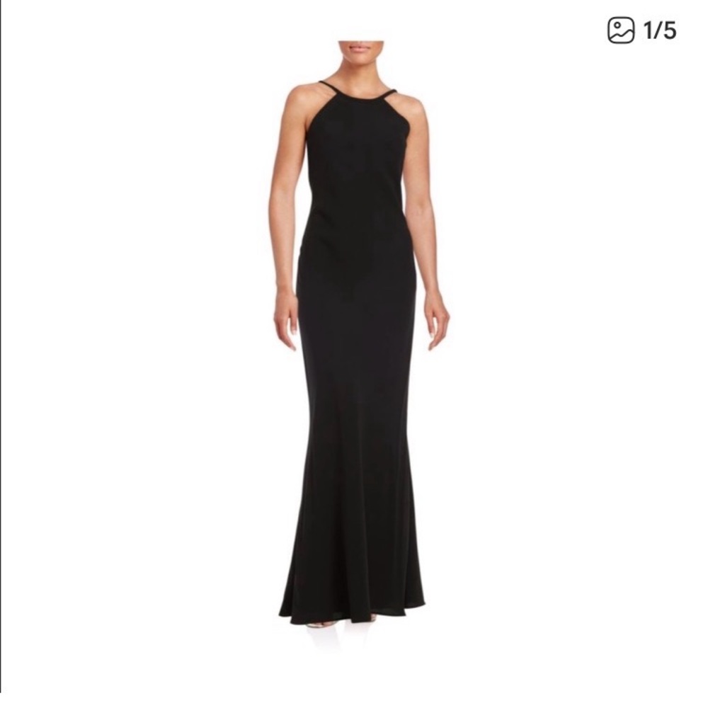 Calvin Klein Black Halter Neck Dress with Deep U-back Size 10